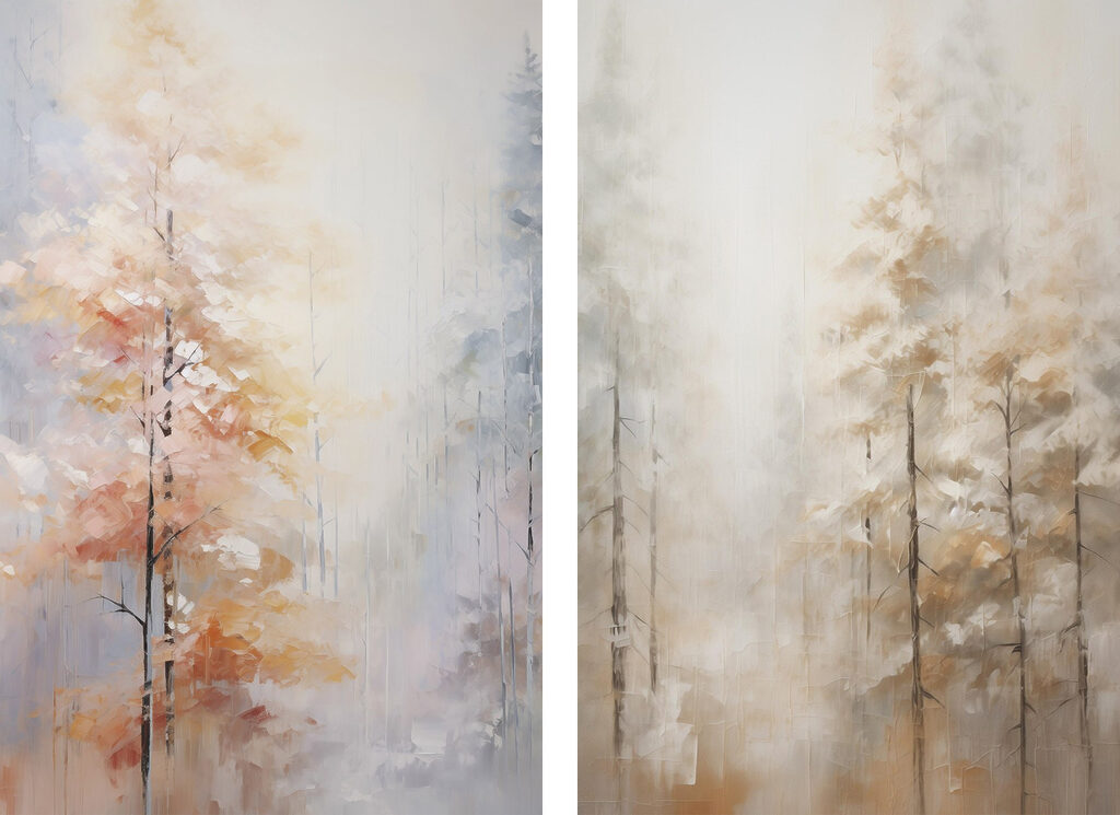 Painting of trees in a forest
