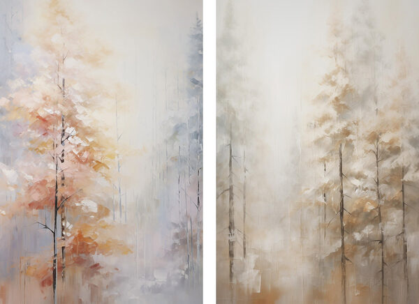 Painting of trees in a forest