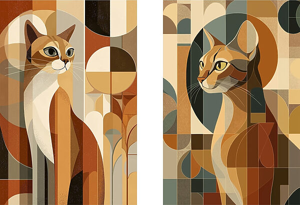 Two cats in different colors