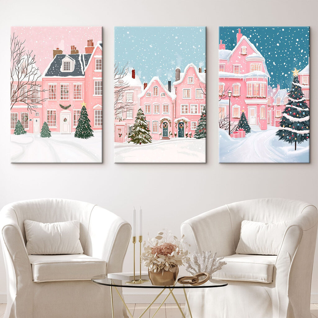 Collage of houses in snow Collage of houses in snow