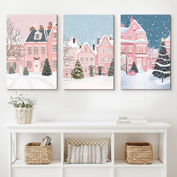 Collage of houses in snow Collage of houses in snow