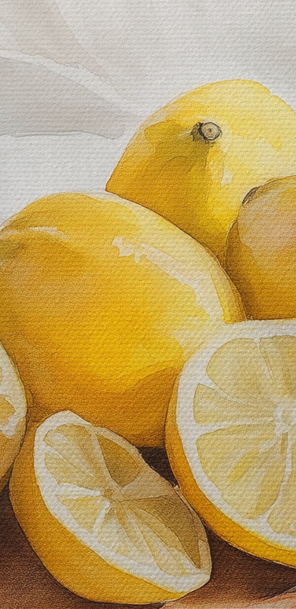 Lemons on a cutting board and a stack of pancakes Lemons on a cutting board and a stack of pancakes
