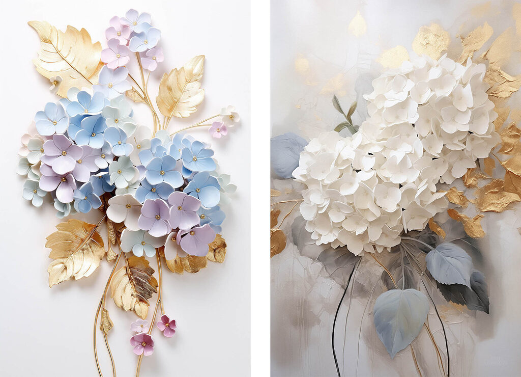 Collage of flowers on a wall Collage of flowers on a wall