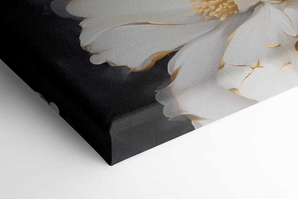 Two paintings of flowers on a black background Two paintings of flowers on a black background