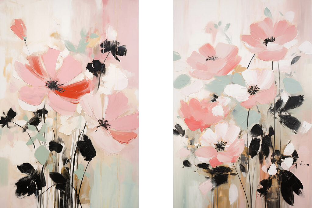 Painting of flowers on a white background
