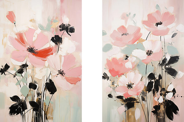 Painting of flowers on a white background