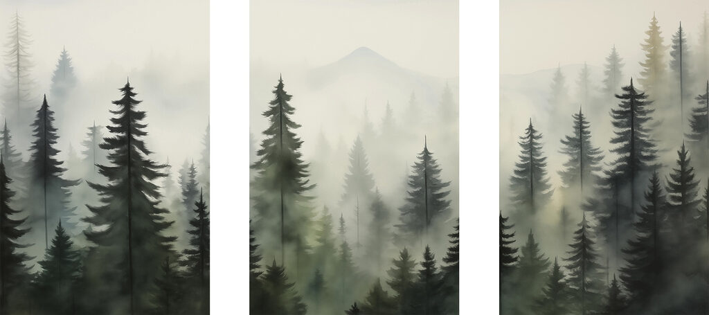 Group of trees in fog Group of trees in fog