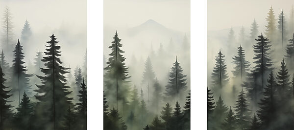 Group of trees in fog Group of trees in fog