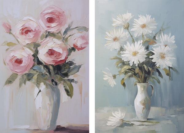 Painting of flowers in a vase