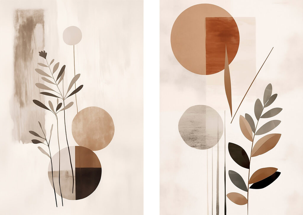 Two images of plants and circles