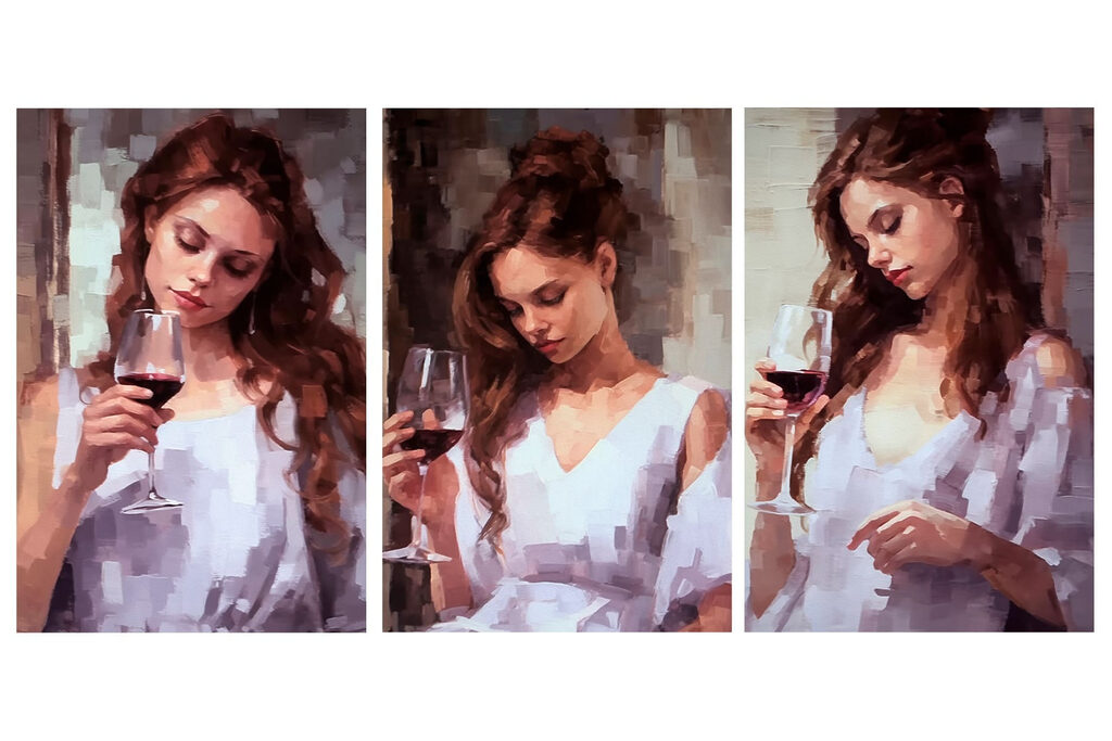 Collage of a woman holding a wine glass Collage of a woman holding a wine glass