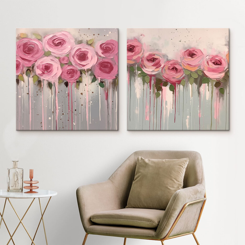 Painting of pink flowers