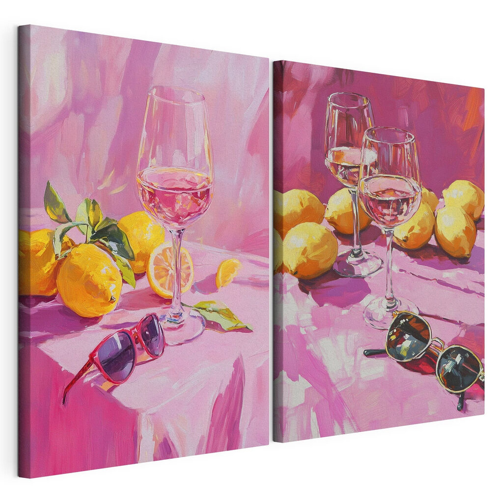 Painting of wine glasses and lemons Painting of wine glasses and lemons