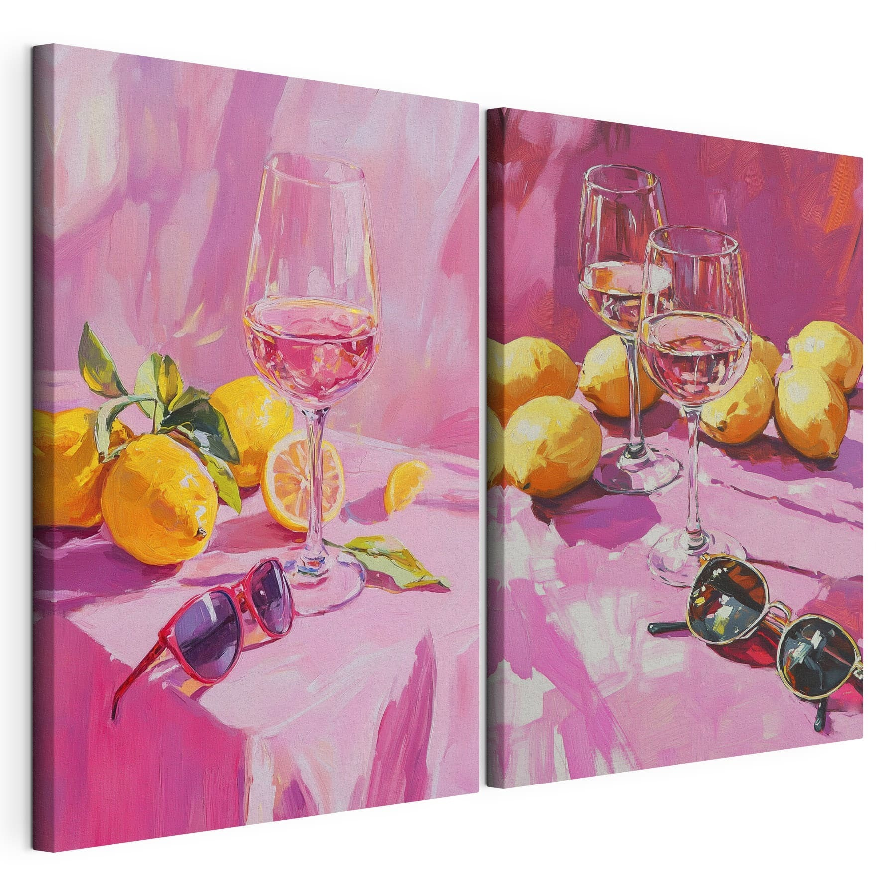 Painting of wine glasses and lemons Painting of wine glasses and lemons