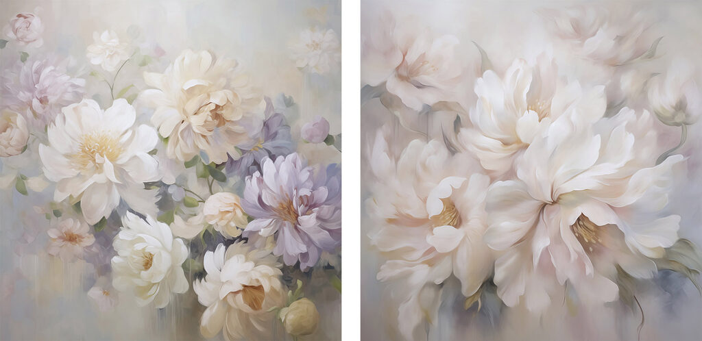 Painting of flowers on canvas