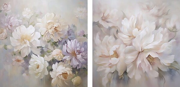 Painting of flowers on canvas