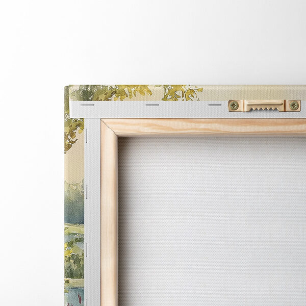 Watercolor painting of a house and a table with flowers Watercolor painting of a house and a table with flowers