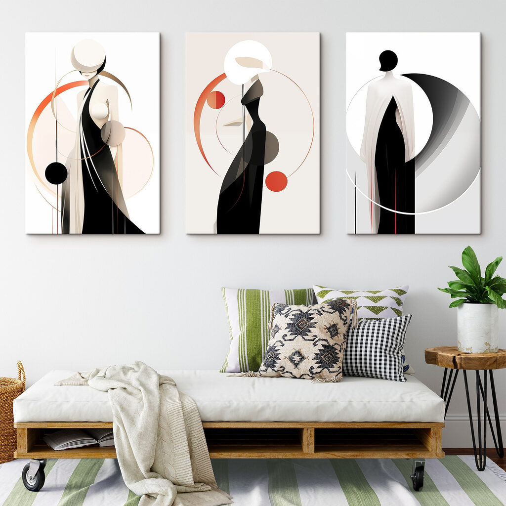 Collage of a woman in a black dress Collage of a woman in a black dress