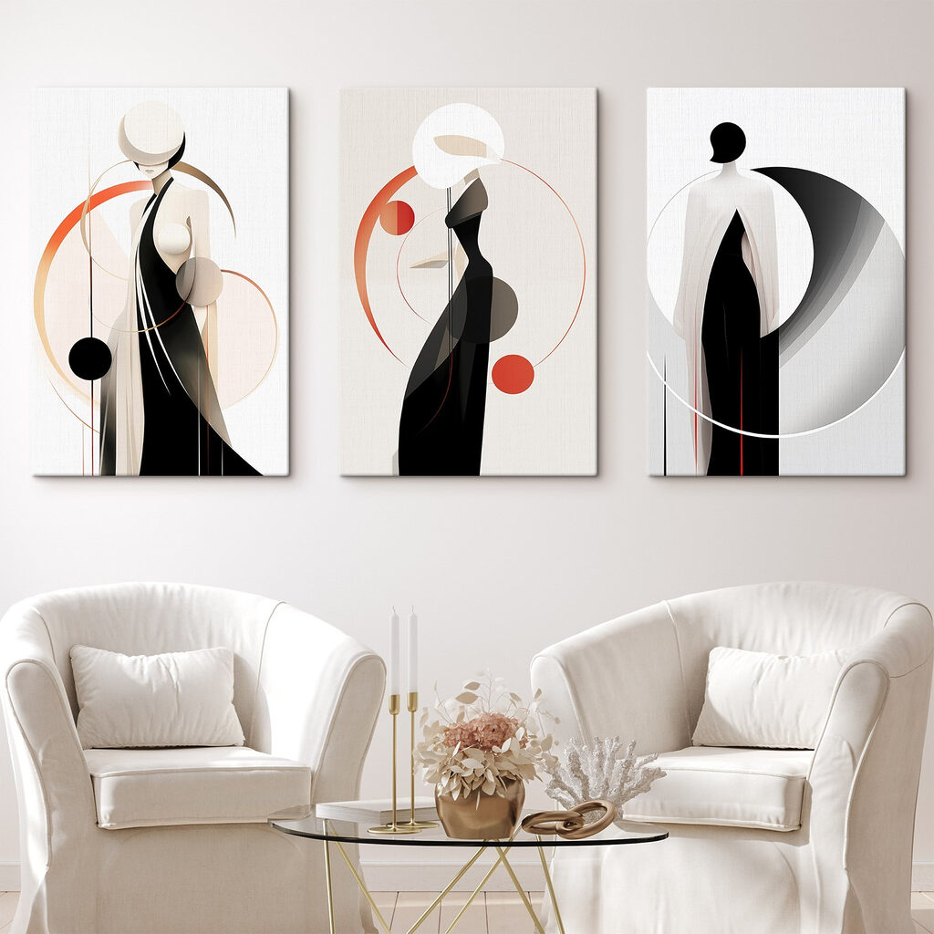 Collage of a woman in a black dress Collage of a woman in a black dress