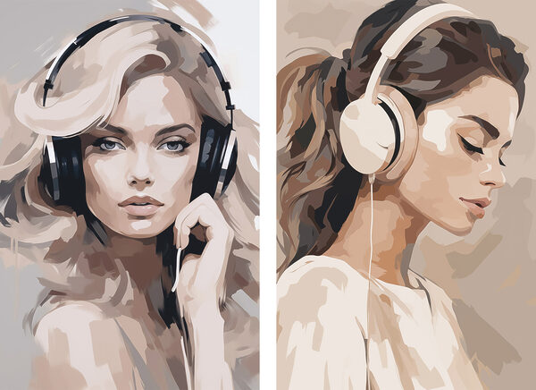 Woman wearing headphones
