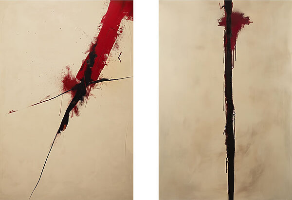 Painting of a red and black line Painting of a red and black line