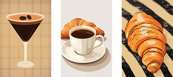 Cup of coffee and croissants Cup of coffee and croissants