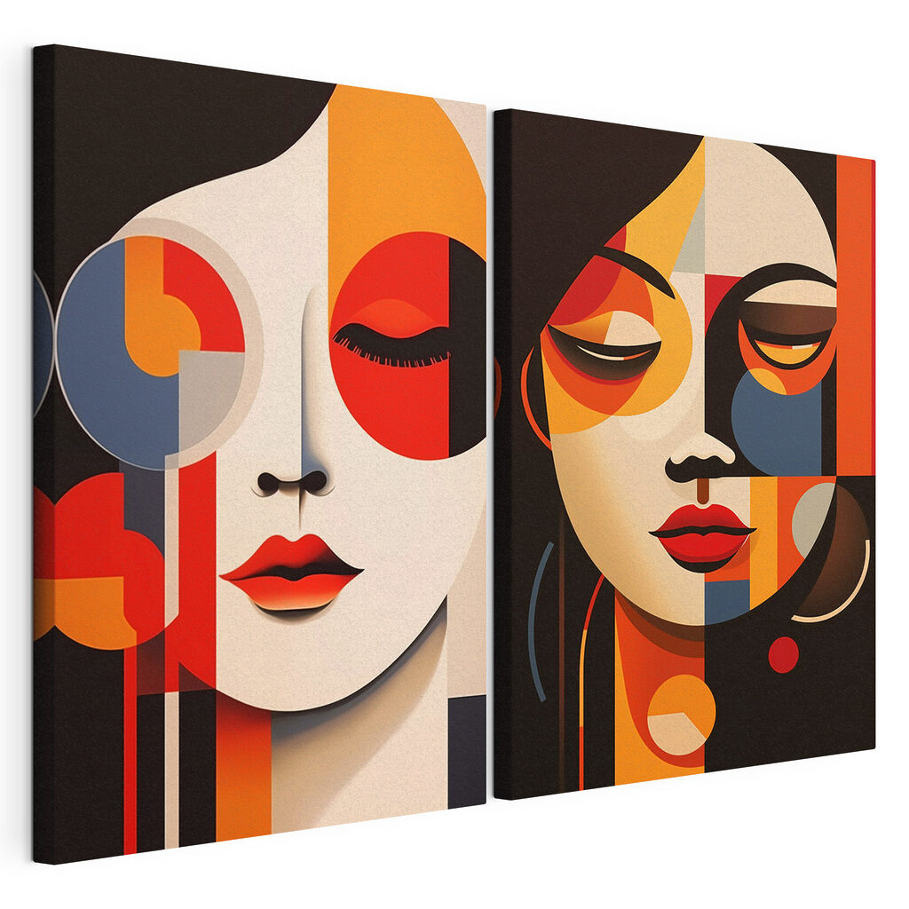 Couple of art pieces of women's faces Couple of art pieces of women's faces