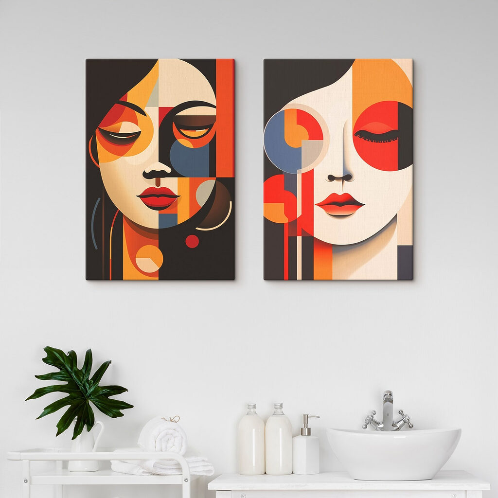 Couple of art pieces of women's faces Couple of art pieces of women's faces