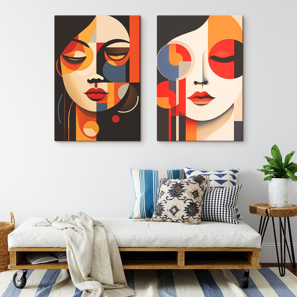Couple of art pieces of women's faces Couple of art pieces of women's faces