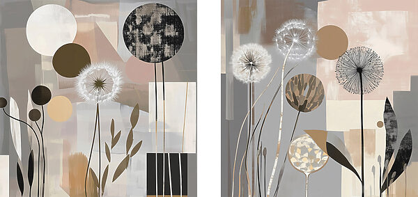 Two paintings of dandelions Two paintings of dandelions