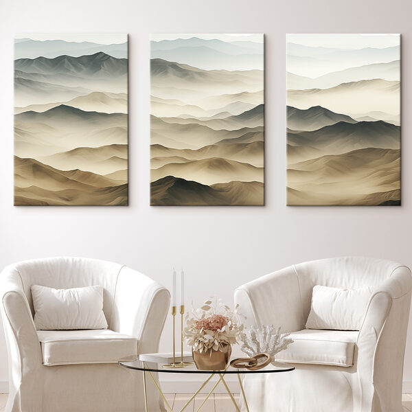 Group of mountains with fog Group of mountains with fog