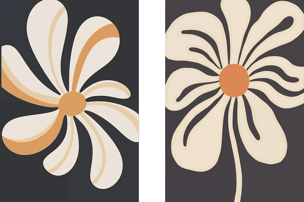 Bold floral designs in warm tones