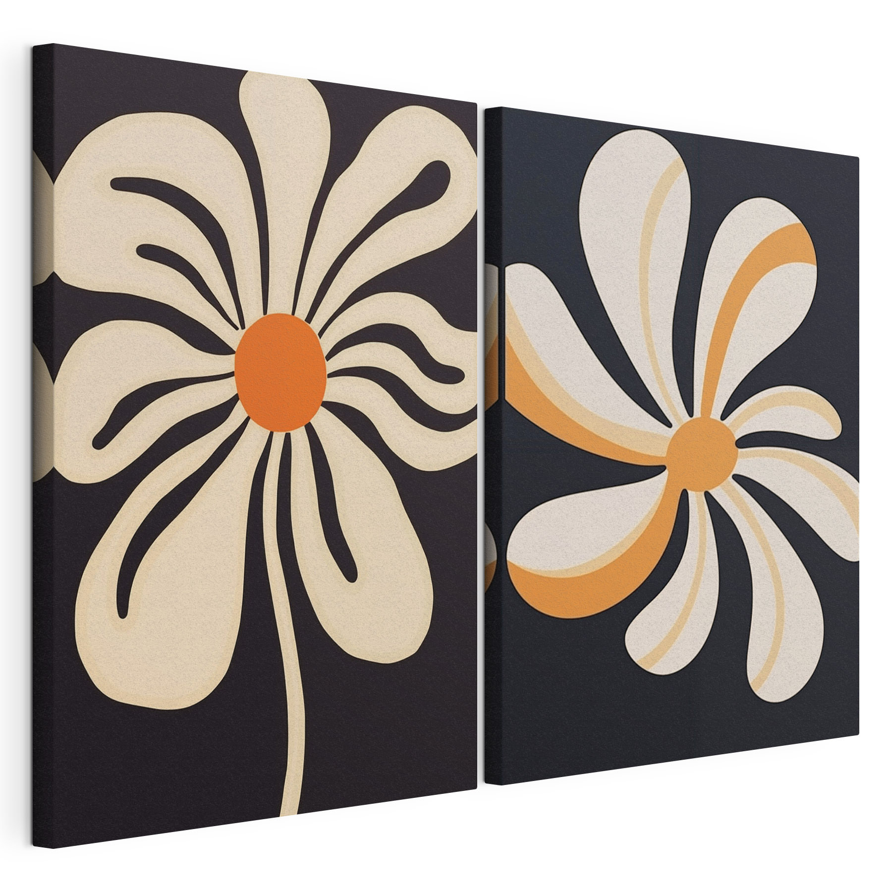 Bold floral designs in warm tones