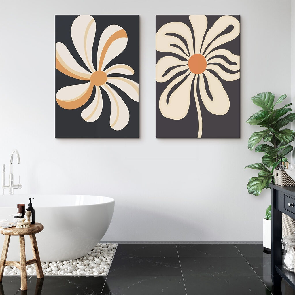 Bold floral designs in warm tones