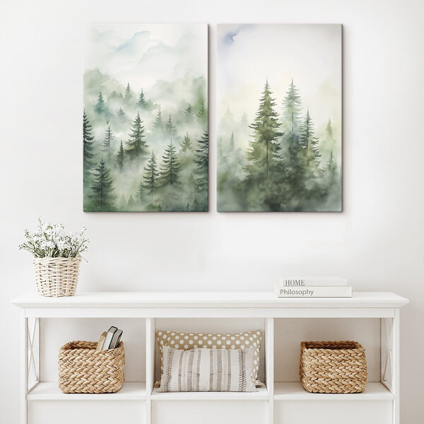 Painting of trees in the fog Painting of trees in the fog
