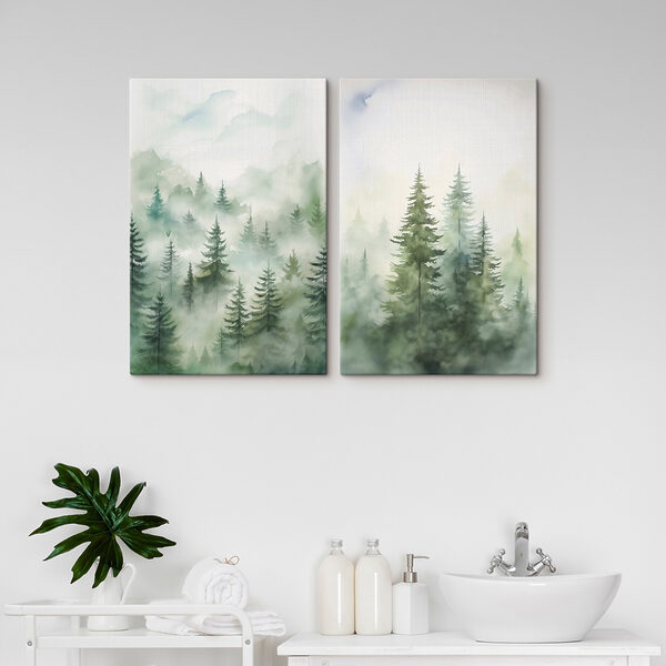 Painting of trees in the fog Painting of trees in the fog