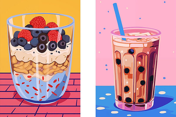 Two cups of food Two cups of food