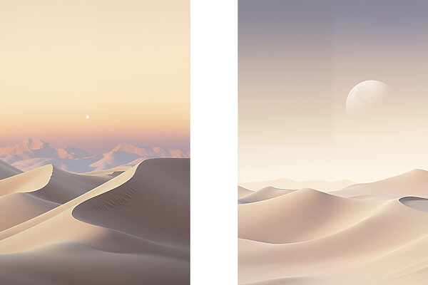 Desert landscape with a moon