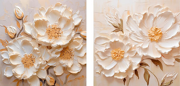 Painting of flowers on canvas