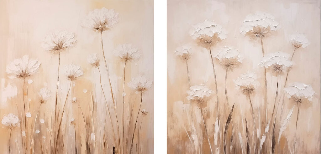 Painting of flowers on a beige background