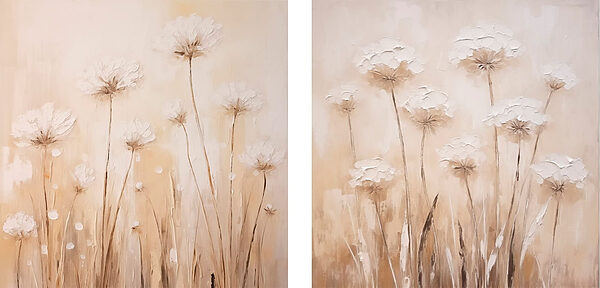 Painting of flowers on a beige background