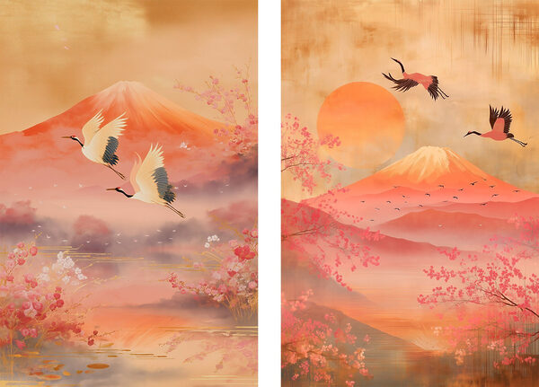 Two images of a mountain and a lake Two images of a mountain and a lake