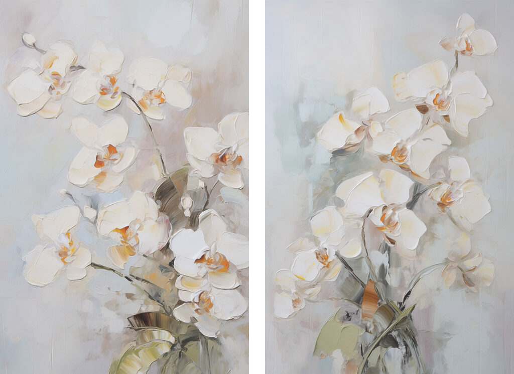 Painting of flowers on a grey background Painting of flowers on a grey background
