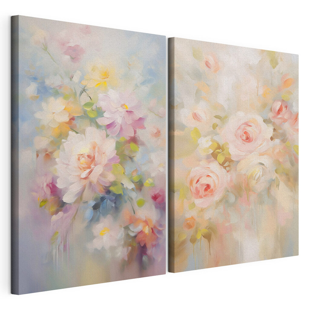 Painting of flowers on a white surface Painting of flowers on a white surface