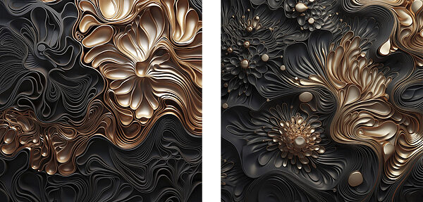 Abstract floral patterns in dark tones