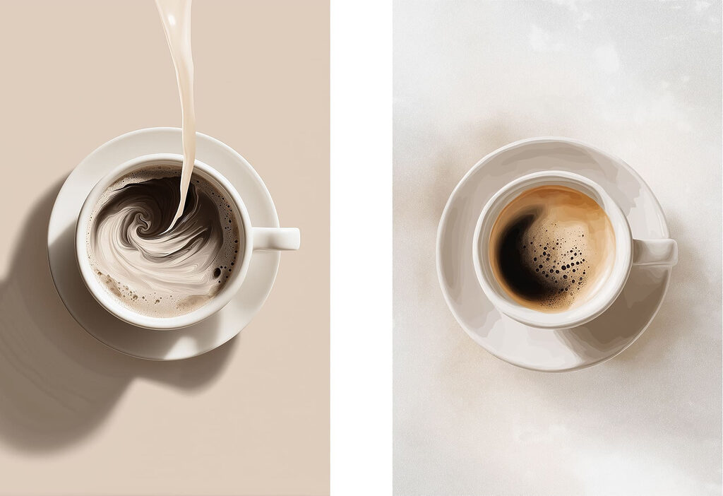Swirls of coffee in a cup