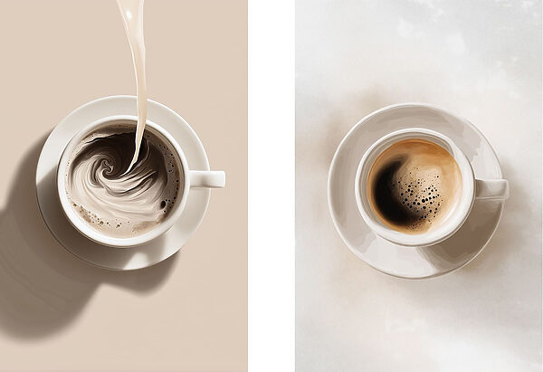 Swirls of coffee in a cup