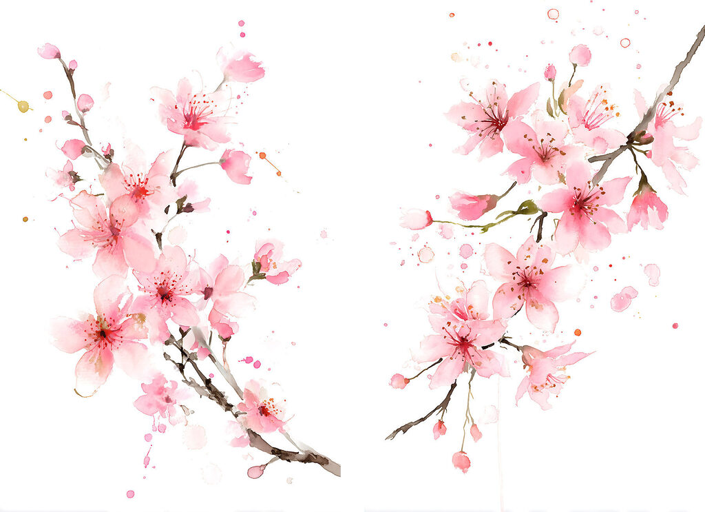 Watercolor of pink flowers