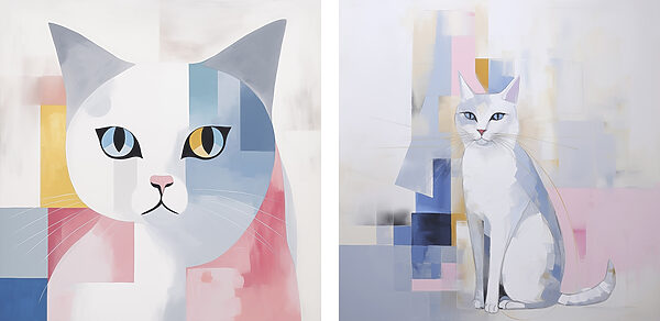 Two paintings of a cat Two paintings of a cat