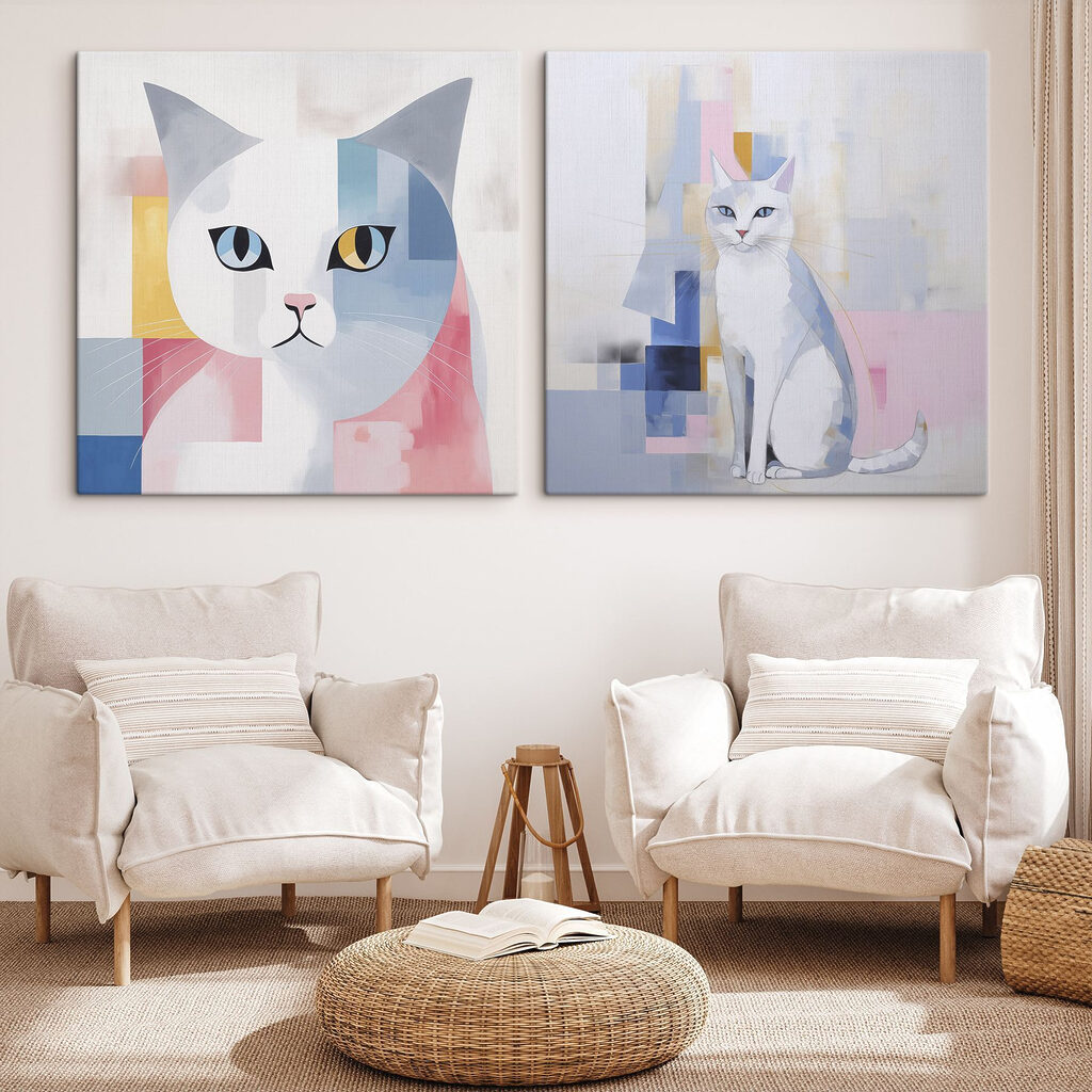 Two paintings of a cat Two paintings of a cat